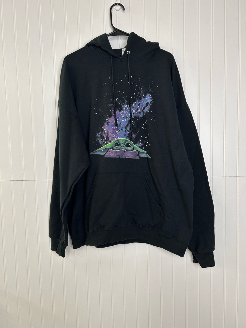 Black Hoodie with Green Baby Yoda Graphic Size 2XL